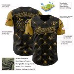 Personalized Black Gold 3D Geometric Dots Baseball Jersey for Men and Women Personalized Black Old Gold 3D Geometric Halftone