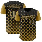 Custom Black and Old Gold 3D Geometric Baseball Jersey for Men Personalized Black Old Gold 3D Geometric Shapes Baseball Jersey