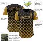 Custom Black and Old Gold 3D Geometric Baseball Jersey for Men Personalized Black Old Gold 3D Geometric Shapes Baseball Jersey