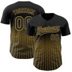 Personalized Black Gold 3D Gradient Lines Baseball Jersey for Men and Women Personalized Black Old Gold 3D Gradient Lines