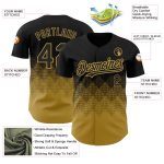 Personalized Black Gold Gradient 3D Square Shapes Baseball Jersey Personalized Black Old Gold 3D Gradient Square Shapes Baseball
