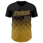 Personalized Black Gold Gradient 3D Square Shapes Baseball Jersey Personalized Black Old Gold 3D Gradient Square Shapes Baseball