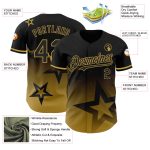 Personalized 3D Gradient Black Gold Twinkle Star Baseball Jersey Personalized Black Old Gold 3D Gradient Style Twinkle Star