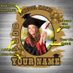 Custom Name and Number 3D Graduation T-Shirt for Team, Personalized Black and Old Gold Design Personalized Black Old Gold