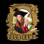 Custom Name and Number 3D Graduation T-Shirt for Team, Personalized Black and Old Gold Design Personalized Black Old Gold