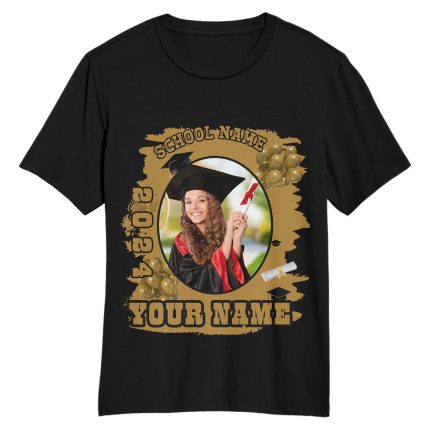Personalized 3D Graduation T-Shirt in Black and Old Gold for Men and Women Personalized Black Old Gold 3D Graduation Performance