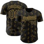 Personalized 3D Halftone Geometric Baseball Jersey in Black and Old Gold Personalized Black Old Gold 3D Halftone Geometric
