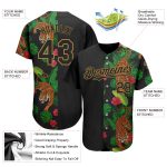 Personalized Tropical Tiger Baseball Jersey in Black and Old Gold, 3D Design Personalized Black Old Gold 3D Hawaii Tropical