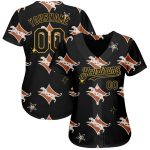 Personalized 3D Leopard Baseball Jersey in Black and Old Gold for Men Personalized Black Old Gold 3D Leopard Baseball Jersey