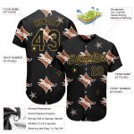 Personalized 3D Leopard Baseball Jersey in Black and Old Gold for Men Personalized Black Old Gold 3D Leopard Baseball Jersey