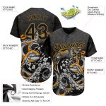 Personalized Black Gold 3D Octopus Baseball Jersey for Dart Board Players Personalized Black Old Gold 3D Octopus Wrapped
