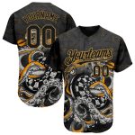 Personalized Black Gold 3D Octopus Baseball Jersey for Dart Board Players Personalized Black Old Gold 3D Octopus Wrapped