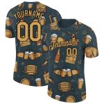 Custom Oktoberfest Beer Festival T-Shirt - Black and Old Gold 3D Performance Tee Personalized Black Old Gold 3D Oktoberfest