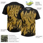 Custom Name & Number Two-Button Unisex Softball Jersey - Personalized Black & Gold 3D Pattern Sharp Shape Personalized Black
