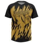Custom Name & Number Two-Button Unisex Softball Jersey - Personalized Black & Gold 3D Pattern Sharp Shape Personalized Black