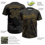 Personalized Softball Jersey with Custom Name & Number, Black Old Gold 3D Curve Pattern, Unisex, Two-Button Design Personalized