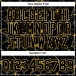 Custom Name and Number Performance T-Shirt, Personalized Black and Gold 3D Abstract Network Design Personalized Black Old
