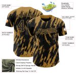 Custom Name and Number Baseball Jersey, Personalized Black and Old Gold 3D Abstract Sharp Shape Design Personalized Black