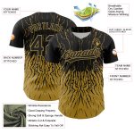 Personalized 3D Pattern Black Old Gold Abstract Wave Baseball Jersey Custom Name & Number Authentic Team Personalized Black