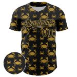 Custom Name and Number Black Gold 3D Crab Lemon Baseball Jersey - Personalized Authentic Design Personalized Black Old Gold