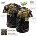Custom Black Gold 3D Snake Pattern Baseball Jersey with Personalized Name and Number - Authentic Team Apparel Personalized