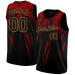 Custom Name & Number Basketball Jersey - Personalized Black & Gold 3D Pattern Design, Authentic Team Apparel Personalized