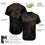 Custom Name & Number Personalized 3D Pattern Black & Old Gold Billiards Snooker Jersey - 8 Ball Baseball Team Personalized
