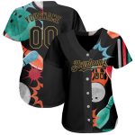 Custom Name and Number Bowling Baseball Jersey - Personalized Black Old Gold 3D Pattern Design for Teams Personalized Black