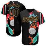 Custom Name and Number Bowling Baseball Jersey - Personalized Black Old Gold 3D Pattern Design for Teams Personalized Black