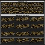 Personalized Custom Name and Number Black Old Gold 3D Confetti Baseball Jersey Personalized Black Old Gold 3D Pattern Design