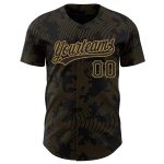 Customizable Black and Gold 3D Pattern Baseball Jersey with Personalized Name and Number Personalized Black Old Gold 3D Pattern