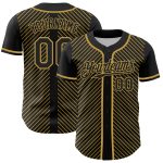 Custom Name and Number Personalized Black and Gold 3D Stripes Baseball Jersey - Authentic Team Apparel Personalized Black
