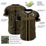 Custom Name and Number Personalized Black and Gold 3D Stripes Baseball Jersey - Authentic Team Apparel Personalized Black