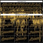 Custom Name and Number Performance T-Shirt - Personalized Black and Old Gold 3D Dripping Splatter Art Design Personalized