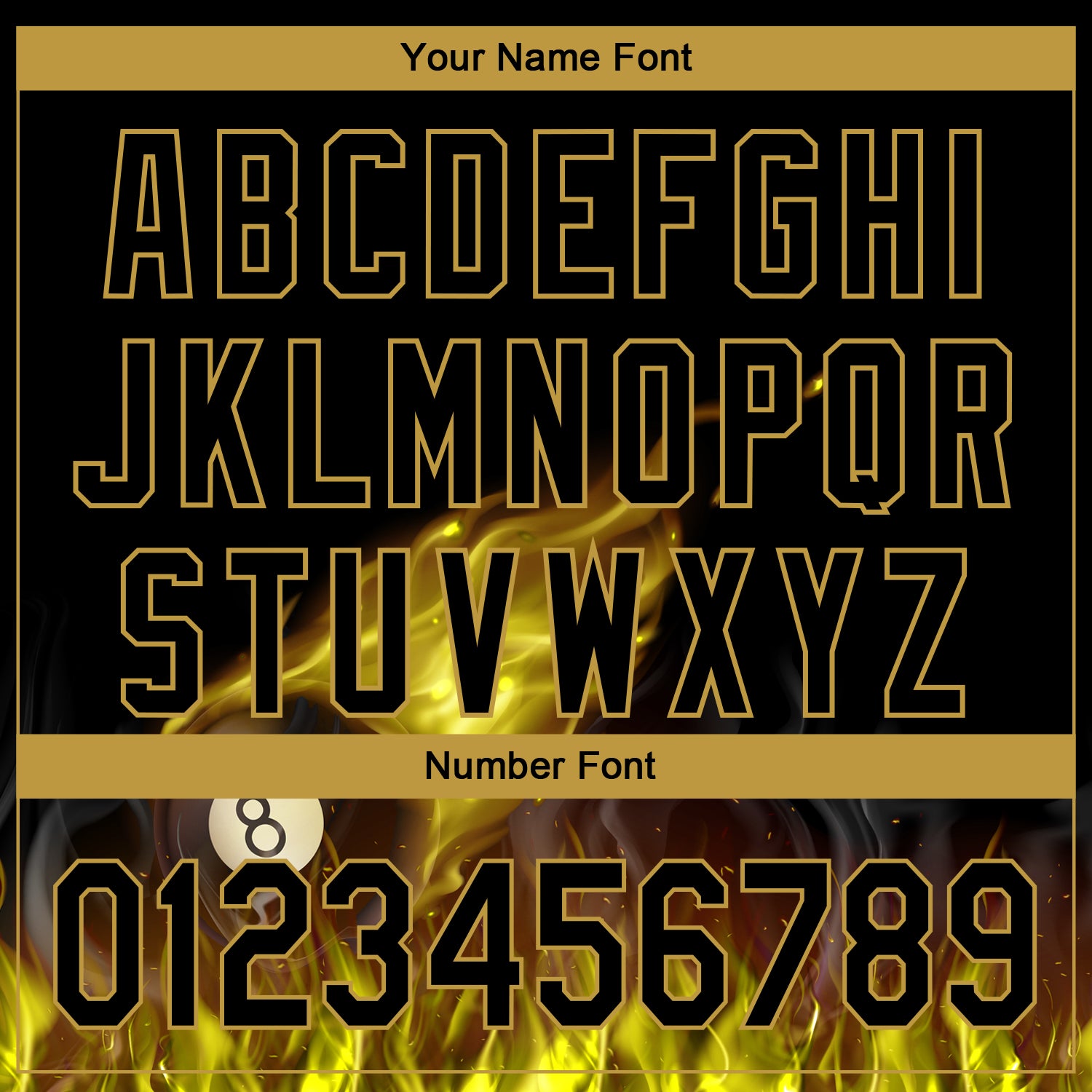 Personalized Black Old Gold 3D Pattern Design Flame Billiards 8 Ball Performance Polo Shirt Team Custom Name and Number Custom Name Number Polo Shirt - Black Old Gold 3D Pattern Flame Billiards Performance 8 Ball Team Shirt Personalized Black - Image 4