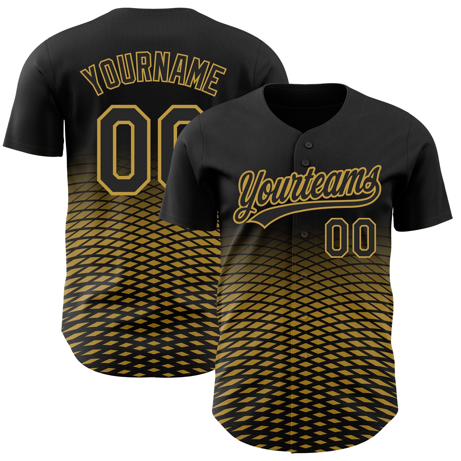 Custom Name and Number Baseball Jersey with Personalized Black and Gold 3D Pattern Gradient Design Personalized Black Old
