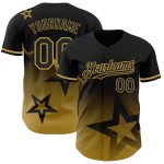Custom Name and Number Gradient Design Black and Gold Twinkle Star Baseball Jersey - Personalized 3D Pattern Team Apparel