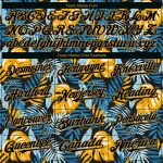 Custom Name and Number Baseball Jersey with 3D Black Gold Tropical Leaves Design - Personalized Hawaii Style Personalized