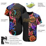 Personalized Hawaii Tropical Baseball Jersey with Black and Gold 3D Palm Leaves Design Personalized Black Old Gold 3D Pattern