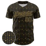 Personalized 3D Pattern Hearts Baseball Jersey Custom Name and Number - Black Old Gold Team Apparel Personalized Black Old