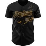 Personalized 3D Pattern Lightning Baseball Jersey with Custom Name & Number - Black Old Gold Team Apparel Personalized Black