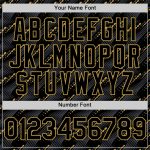 Personalized Custom Name and Number Baseball Jersey - Black Old Gold 3D Pattern Design with Slant Lines Personalized Black
