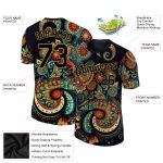 Custom Name & Number Floral 3D Pattern Performance T-Shirt - Personalized Black & Old Gold Design Personalized Black Old