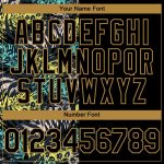 Custom Name and Number Softball Jersey, Personalized 3D Pattern Hawaii Palm Leaves & Animal Print, Unisex, Black/Old Gold