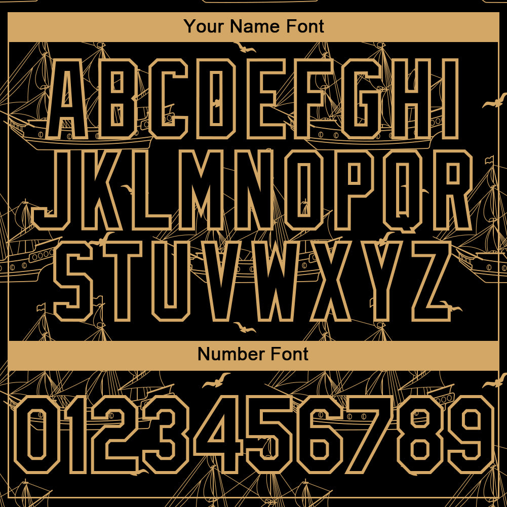 Personalized Black Old Gold 3D Ship Frigate Seagulls Baseball Jersey Personalized Black Gold 3D Ship Frigate Seagulls Jersey for Men and Women Baseball Personalized Black Old Gold 3D Ship Frigate - Image 5