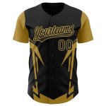 Personalized Black Gold 3D Baseball Jersey with Sharp Edges, Custom Design Personalized Black Old Gold 3D Side Sharp Edges