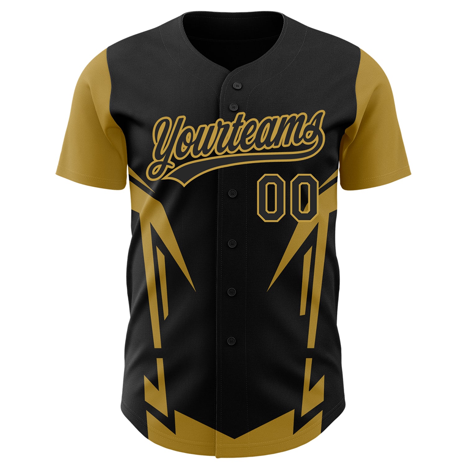 Personalized Black Old Gold 3D Side Sharp Edges Baseball Jersey Personalized Black Gold 3D Baseball Jersey with Sharp Edges, Custom Design Personalized Black Old Gold 3D Side Sharp Edges - Image 2