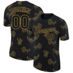 Personalized 3D Tiger Performance T-Shirt in Black Old Gold - Customizable Sports Tee Personalized Black Old Gold 3D Tiger