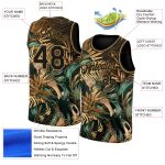 Personalized Black Gold 3D Tropical Palm Leaves Jersey - Mens Basketball Jersey Personalized Black Old Gold 3D Tropical Hawaii