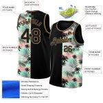 Personalized Black Gold 3D Hawaii Palm Trees Basketball Jersey for Men Personalized Black Old Gold 3D Tropical Hawaii Palm
